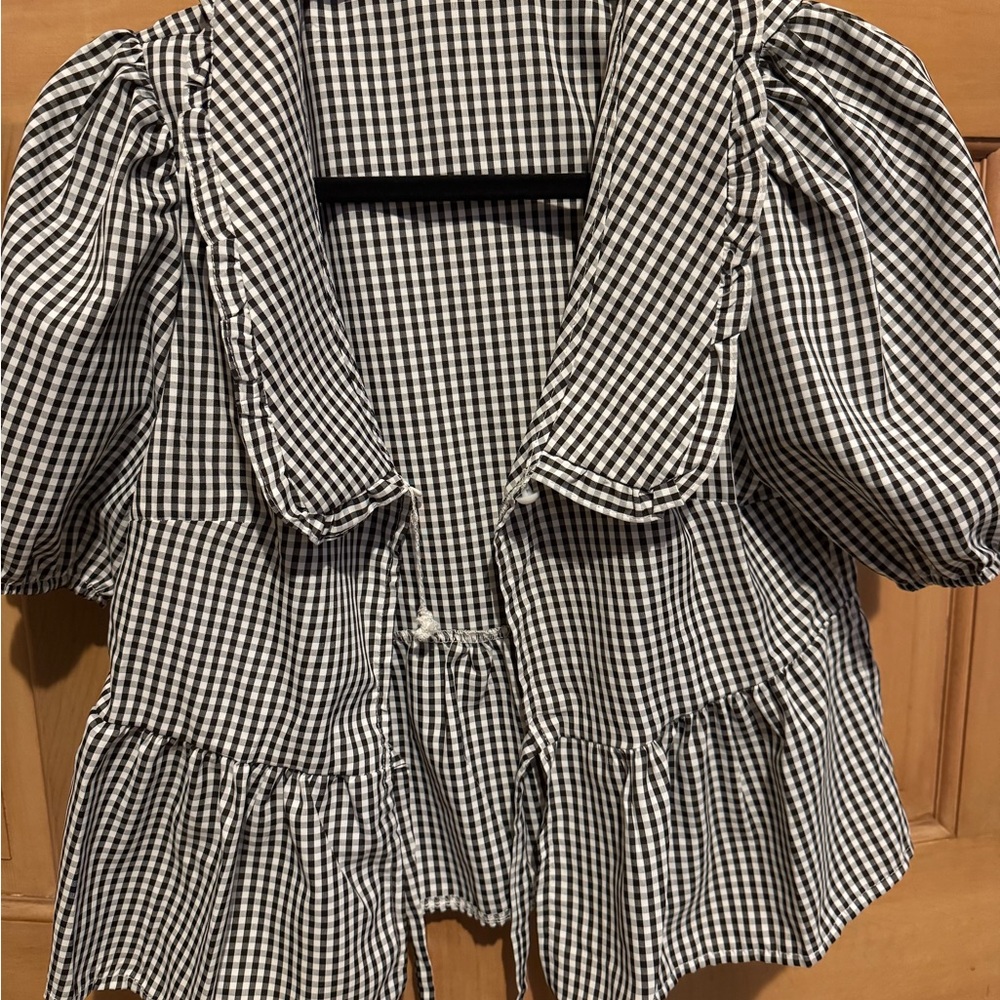 Black and White Gingham Women's Top